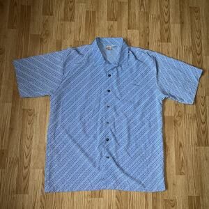 Vintage Y2K Anchor Blue Polo Shirt Rare Zigzag Geometrical Design Men’s Size XL